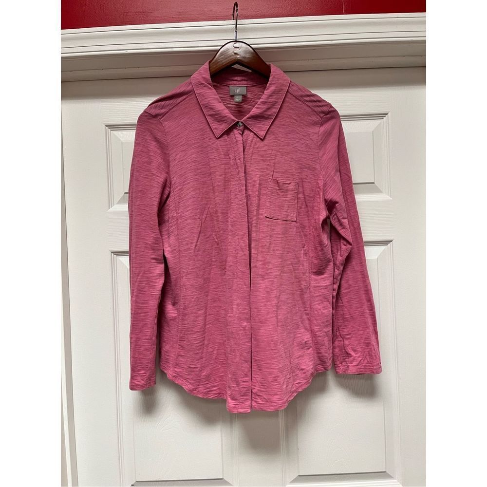 J. Jill Punk Hidden Button Button Down Shirt sz LP EUC